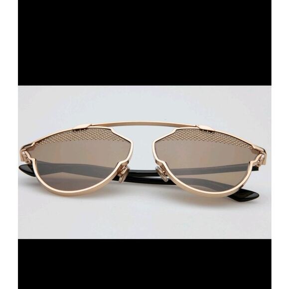 Christian Dior So Real Studded Designer Sunglasses Gold Black Italian Aviators - Picture 5 of 16